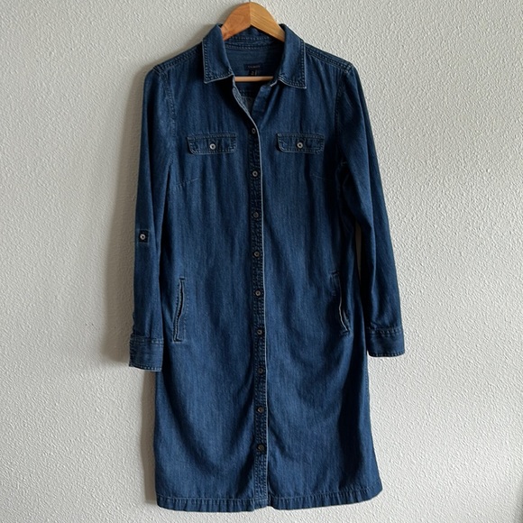 Talbots denim size 10 button down dress - Picture 3 of 7